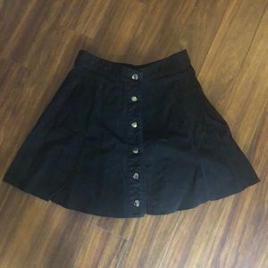 Black button-up faux suede skirt